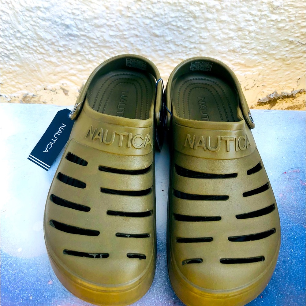 NAUTICA River Edge CROCS Clog Slides Shoes Men’s SIZE 9 OLIVE GREEN 🔥